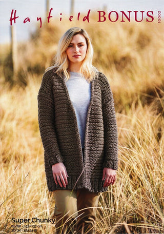 S10002 Ladies Chunky Coatigan in Hayfield Bonus Super Chunky