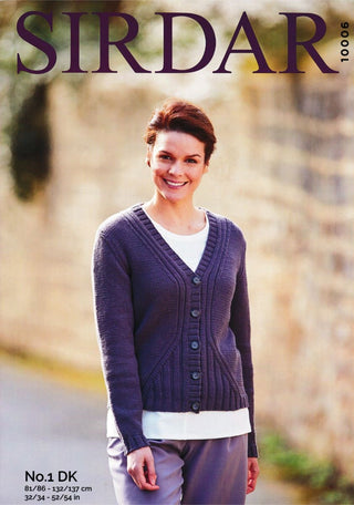 S10006 Ladies V Neck Cardigan in Sirdar No.1 DK