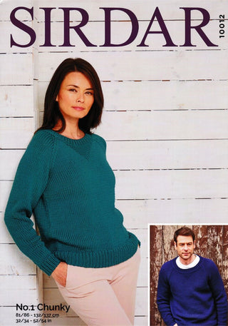S10012 Ladies & Men's Round Neck Sweater in Sirdar No.1 Chunky