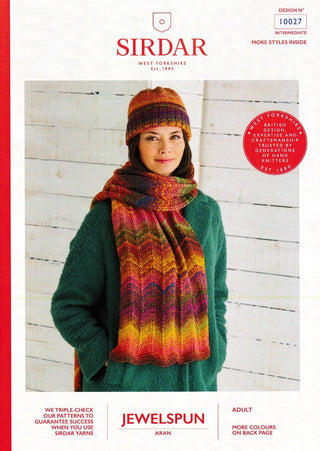 S10027 Ladies Scarf and Hat in Sirdar Jewelspun