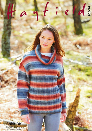S10034 Ladies Roll Neck Sweater in Hayfield Spirit DK