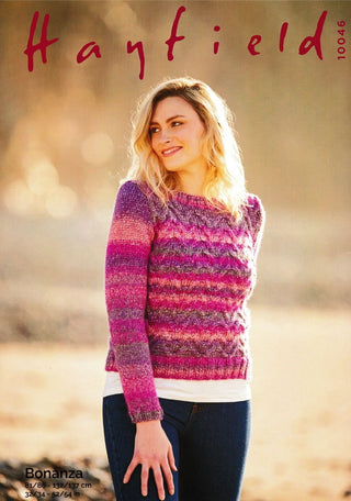 S10046 Ladies Round Neck Sweater in Hayfield Bonanza