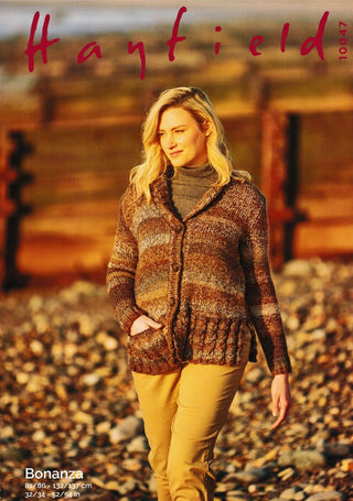 S10047 Ladies Shawl Neck Jacket in Hayfield Bonanza