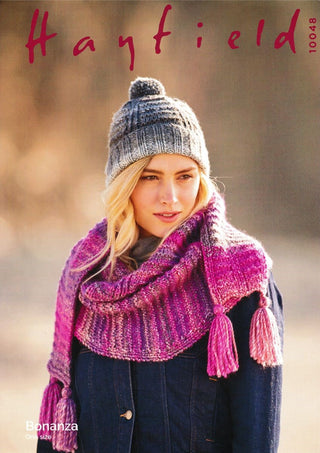 S10048 Ladies Hat & Scarf in Hayfield Bonanza