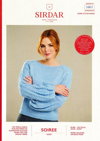 S10071 Ladies Sweater with Puff Sleeves in Sirdar Soiree
