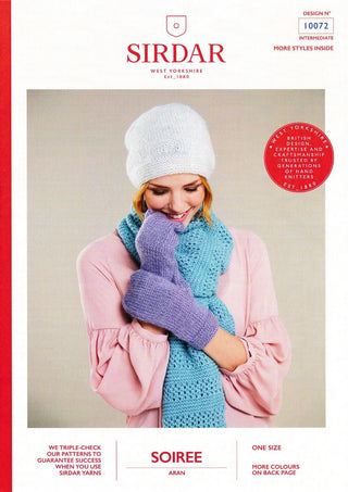 S10072 Ladies Hat, Scarf & Mittens in Sirdar Soiree