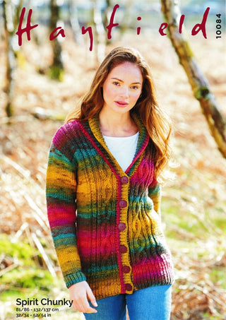 S10084 Ladies Shawl Neck Cardigan in Hayfield Spirit Chunky