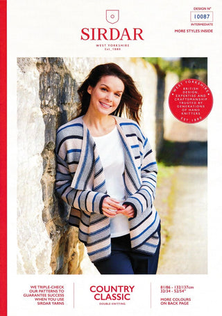 S10087 Ladies Striped & Draped Cardigan in Sirdar Country Classic DK