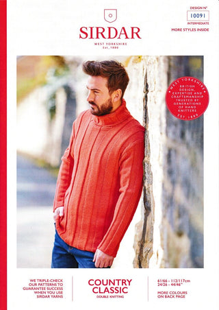 S10091 Men's Rolled Neck Sweater in Sirdar Country Classic DK