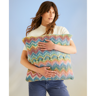 S10707 Ripples Blanket & Cushion in Sirdar Jewelspun with Wool Chunky