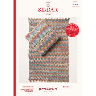 S10707 Ripples Blanket & Cushion in Sirdar Jewelspun with Wool Chunky