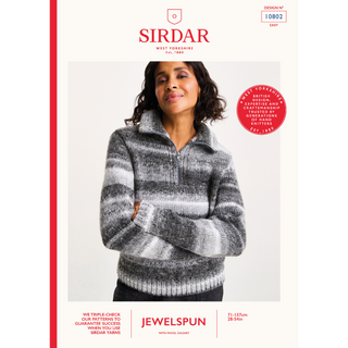 S10802 Quartz Zip Collar Jumper in Sirdar Jewelspun with Wool Chunky