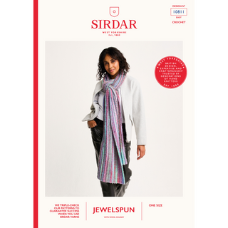 S10811 Rich Seam Crochet Scarf in Sirdar Jewelspun with Wool Chunky
