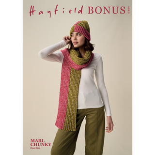 S10954 Doubles Hat & Scarf Set Knitting Pattern in Hayfield Bonus Marl Chunky