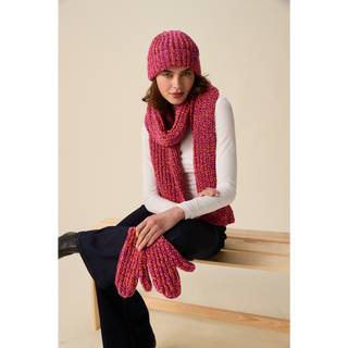 S10955 Together Hat, Scarf & Mittens Knitting Pattern in Hayfield Bonus Marl Chunky