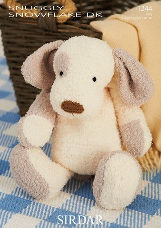 S1244 Patch the Puppy Toy in Sirdar Snuggly Snowflake DK