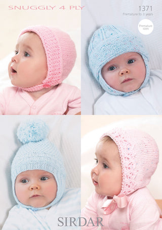 S1371 Baby's Bonnets and Helmets in Sirdar Snuggly 4 Ply