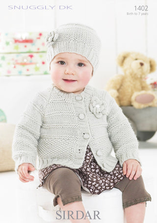 S1402 Baby / Children's Cardigan & Hat in Sirdar Snuggly DK