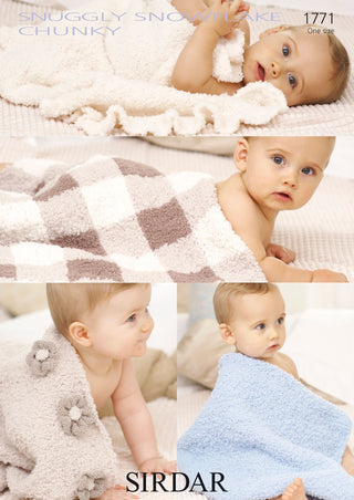 S1771 Four Baby Blanket Designs in Sirdar Snowflake Chunky