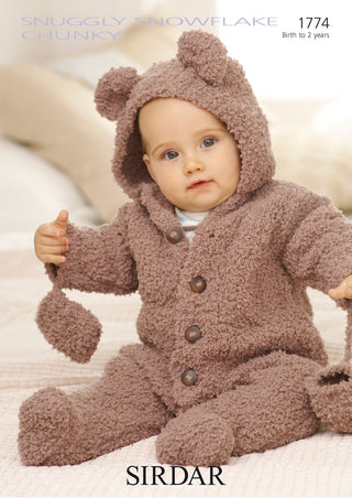 S1774 Bear onesie for Little Ones in Sirdar Snuggly Snowflake Chunky