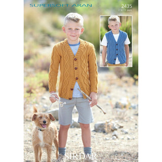 S2435 Cardigan and Waistcoat for Children in Sirdar Supersoft Aran