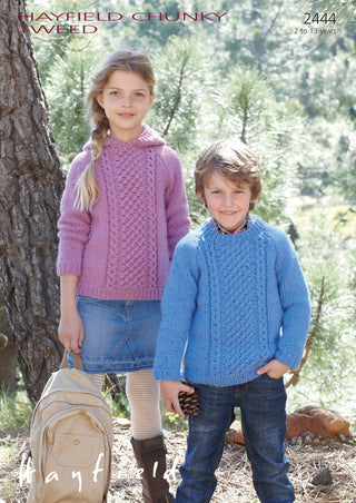 S2444 Jumpers for Children in Hayfield Chunky Tweed