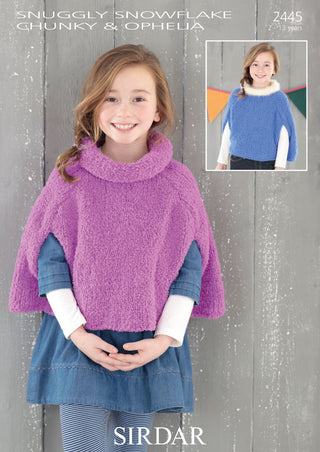 S2445 Poncho for Children in Sirdar Snuggly Snowflake Chunky and Ophelia
