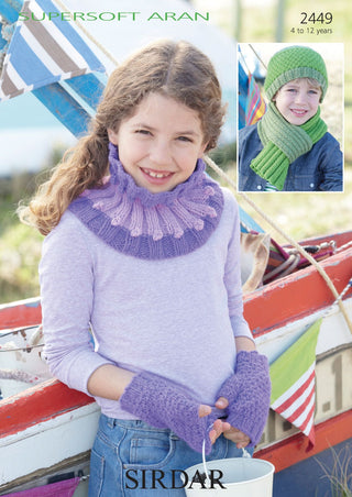 S2449 Hat, Scarf and Mittens in Sirdar Supersoft Aran