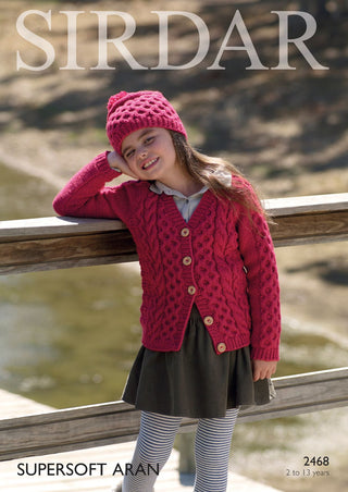 S2468 Cardigan and Hat for Children in Sirdar Supersoft Aran