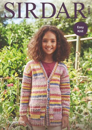 S2492 Girl's Cardigan with Pockets in Sirdar Crofter DK