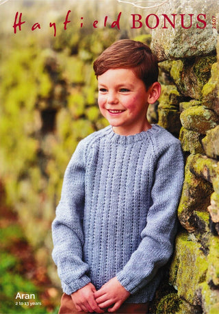 S2507 Boy's Aran Sweater in Hayfield Bonus Aran