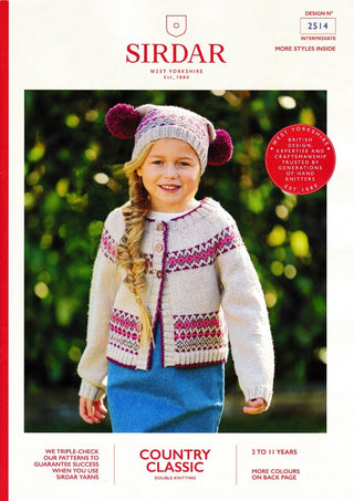 S2514 Girl's Fair Ilse Cardigan & Matching Hat in Sirdar Country Classic