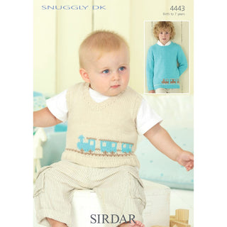 S4443 Sweater with a Train in Sirdar Snuggly DK