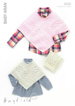 S4506 Cable Poncho and Hat for Little Ones