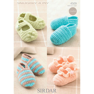 S4509 Crochet Booties for Babies in Sirdar Snuggly 4ply