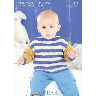 S4521 Sweaters for your Little Ones in Sirdar Snuggly Baby Bamboo DK