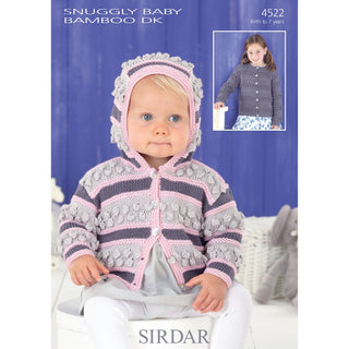 S4522 Cardigans for Little Ones in Sirdar Snuggly Baby Bamboo DK