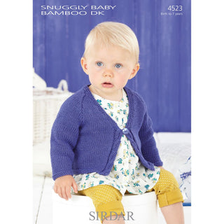 S4523 Cardigans for Little Ones in Sirdar Snuggly Baby Bamboo DK