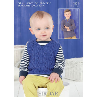 S4524 Sweaters for your Little Ones in Sirdar Snuggly Baby Bamboo DK