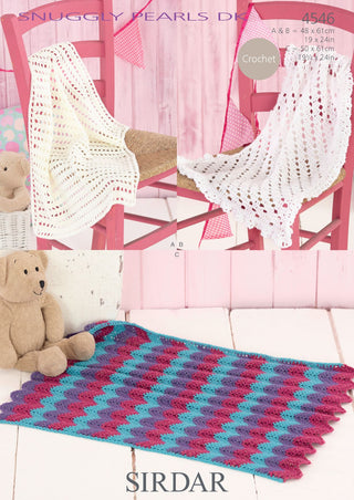 S4546 Crochet Blankets in Sirdar Snuggly Pearls DK