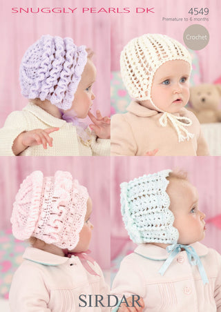 S4549 Hats for Babies in Sirdar Snuggly Pearls DK
