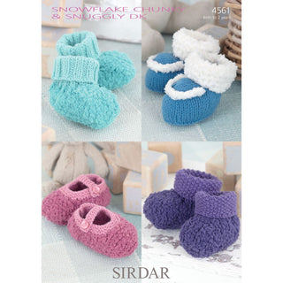 S4561 Booties for Babies in Sirdar Snowflake Chunky and Snuggly DK