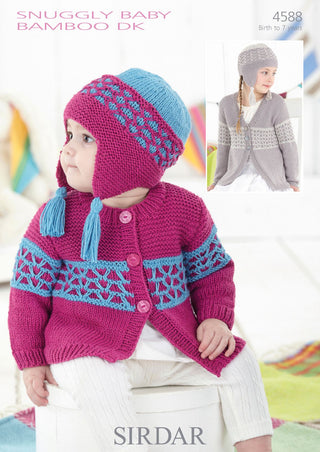 S4588 Cardigan and Bonnet for Little Ones in Sirdar Snuggly Baby Bamboo DK