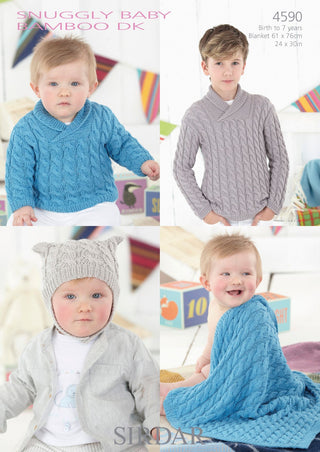 S4590 Sweaters, Blanket and Hat for Little Ones in Sirdar Snuggly Baby Bamboo DK