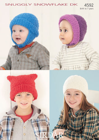 S4592 Four Hat Designs for Little Ones in Sirdar Snuggly Snowflake DK