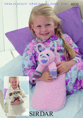 S4609 Monkey and Pig Hot Water Bottle Covers in Sirdar Snowflake DK