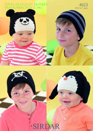 S4623 Four Hat Designs for Little Ones in Sirdar Snuggly Baby Bamboo DK