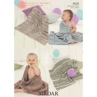 S4635 Four Designs for Blankets in Sirdar Snuggly Baby Crofter DK