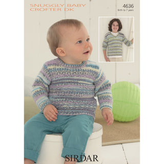 S4636 Sweaters for Little Ones in Sirdar Snuggly Baby Crofter DK