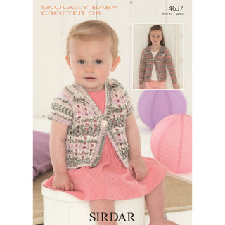 S4637 Cardigans for Little Ones in Sirdar Snuggly Baby Crofter DK